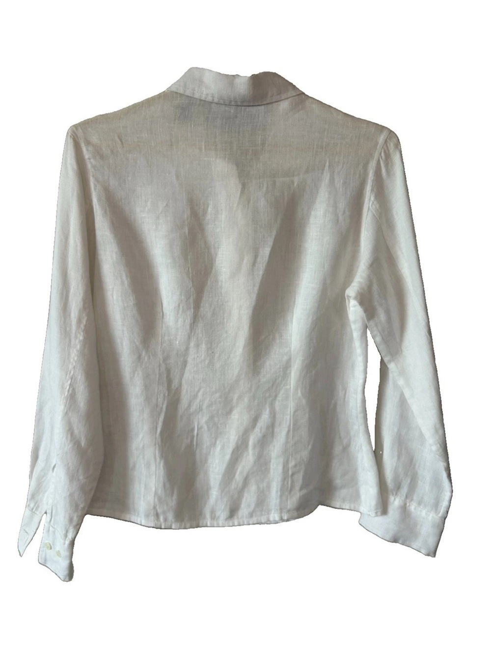 Vintage Edward Irish Linen Shirt Womens S White Button Up Blouse Quiet Luxury - Picture 3 of 7